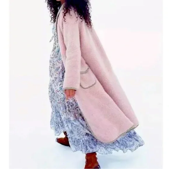 Free People We the Free Irresistible Teddy Shearling Long Coat - Picture 2 of 6